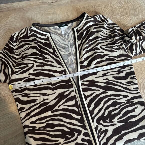 J. Crew Vintage 2000s Wool Zebra Print Clasp Front Cropped Cardigan M - Picture 9 of 10